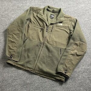 The North Face Denali Mens Large Green Fleece Full Zip Windbreaker Pockets Warm